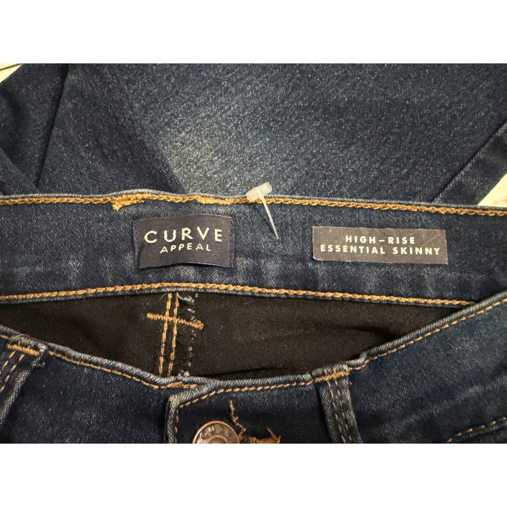 Curve Appeal Essential Skinny Jeans Womens 4/27 High Rise Stretch Dark Wash - Picture 7 of 8